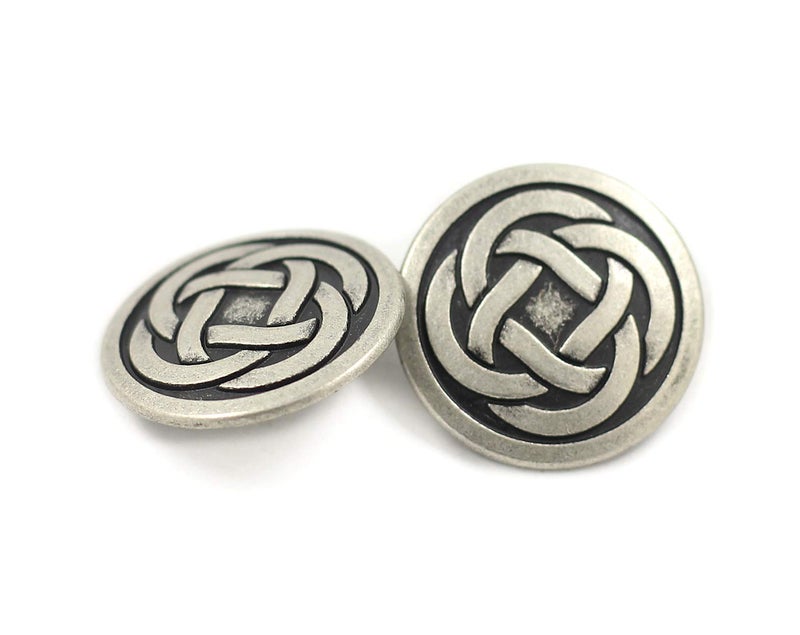 Bezelry 12 Pieces Tiny Celtic Knot Metal Shank Buttons. 20mm (3/4 inch) (Antique Silver) - Image 4